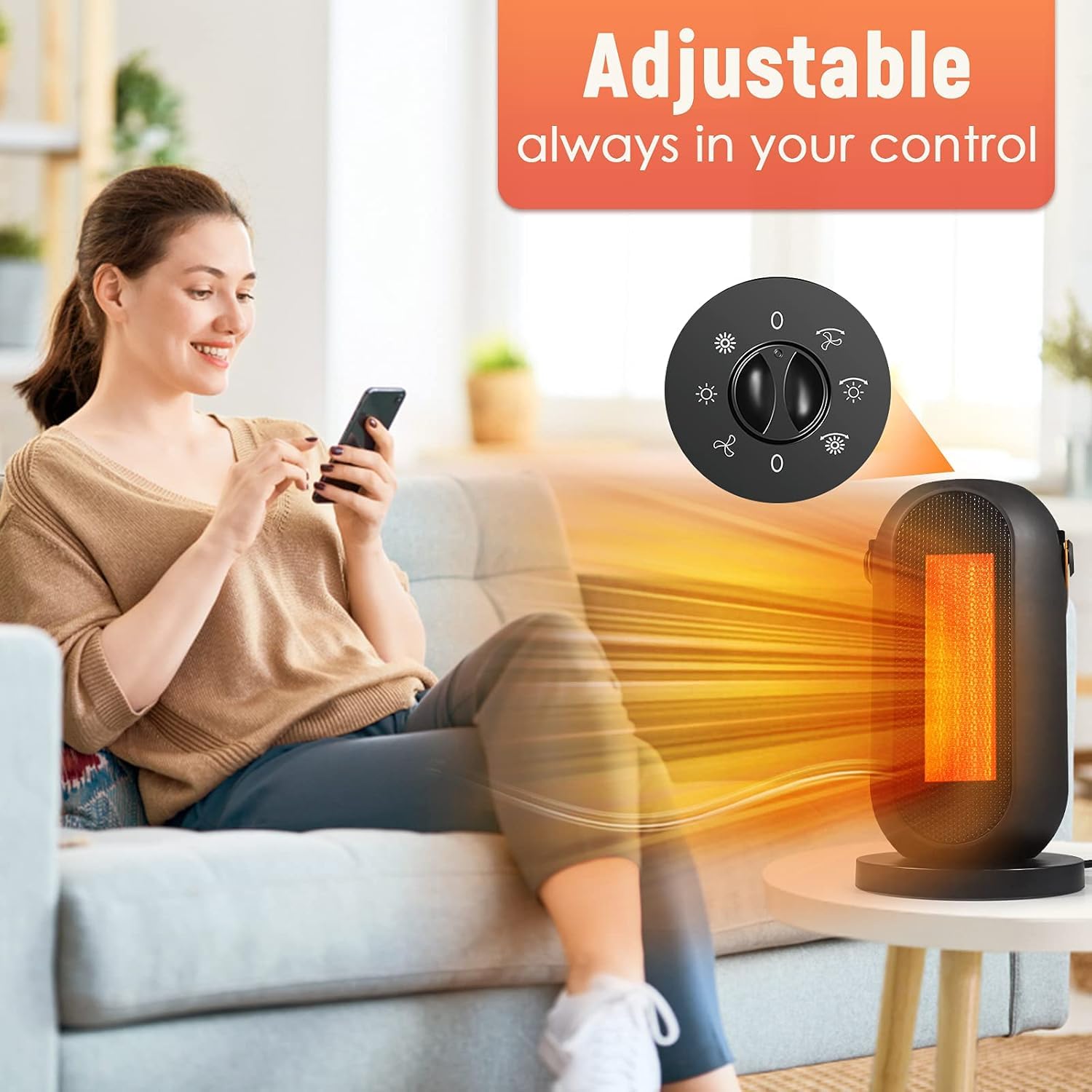 Περιστρεφόμενο Αερόθερμο 1800W με 3 Ρυθμίσεις Θέρμανσης και Ψυχρή Λειτουργία - Andowl Περιστρεφόμενο Αερόθερμο 1800W με 3 Ρυθμίσεις Θέρμανσης και Ψυχρή Λειτουργία - Andowl