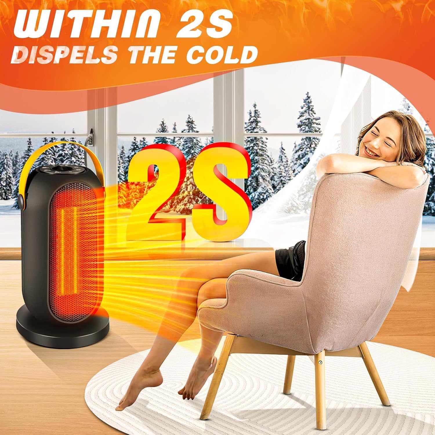 Περιστρεφόμενο Αερόθερμο 1800W με 3 Ρυθμίσεις Θέρμανσης και Ψυχρή Λειτουργία - Andowl Περιστρεφόμενο Αερόθερμο 1800W με 3 Ρυθμίσεις Θέρμανσης και Ψυχρή Λειτουργία - Andowl