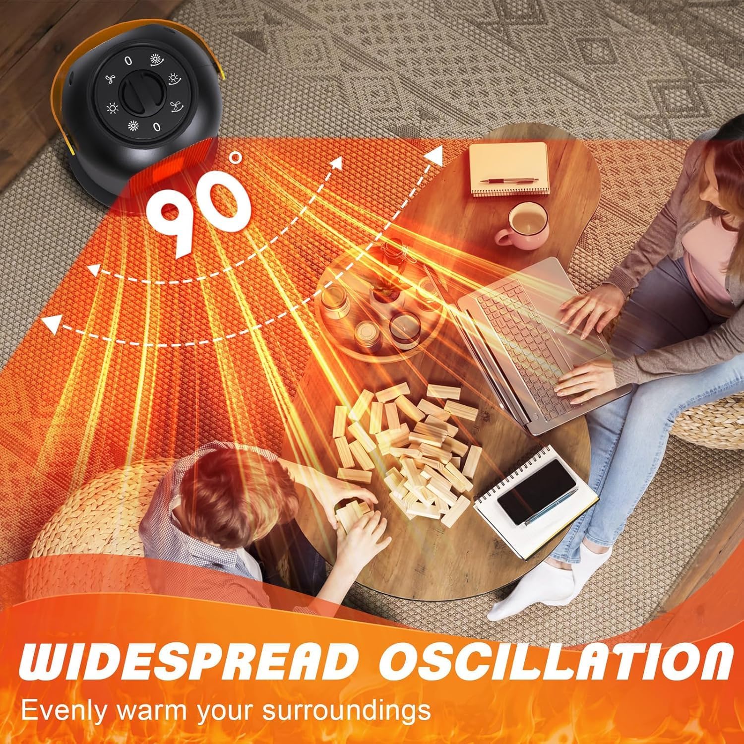 Περιστρεφόμενο Αερόθερμο 1800W με 3 Ρυθμίσεις Θέρμανσης και Ψυχρή Λειτουργία - Andowl Περιστρεφόμενο Αερόθερμο 1800W με 3 Ρυθμίσεις Θέρμανσης και Ψυχρή Λειτουργία - Andowl