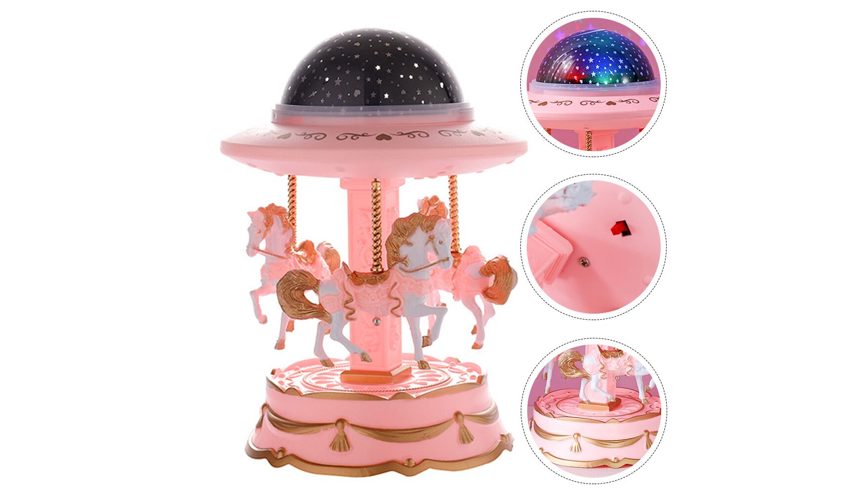 Περιστρεφόμενο Φωτιστικό Καρουζέλ με Μουσική και LED Προβολέα Έναστρου Ουρανού Περιστρεφόμενο Φωτιστικό Καρουζέλ με Μουσική και LED Προβολέα Έναστρου Ουρανού