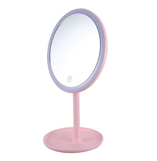 Περιστρεφόμενος LED Φωτιζόμενος Καθρέφτης Μακιγιάζ σε Ροζ Χρώμα Περιστρεφόμενος LED Φωτιζόμενος Καθρέφτης Μακιγιάζ σε Ροζ Χρώμα