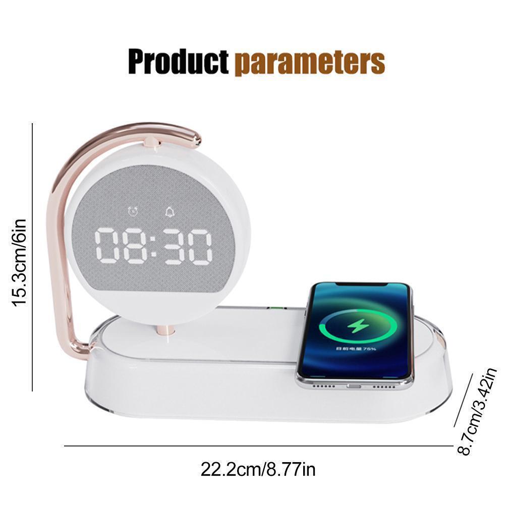 Περιστροφικό Επιτραπέζιο LED Ρολόι - Φωτιστικό 360° με Ασύρματο Φορτιστή Ταχείας Φόρτισης 15W & Φωτάκι Νυκτός Περιστροφικό Επιτραπέζιο LED Ρολόι - Φωτιστικό 360° με Ασύρματο Φορτιστή Ταχείας Φόρτισης 15W & Φωτάκι Νυκτός