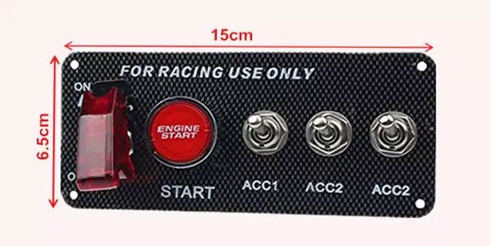Πίνακας Ελέγχου Αυτοκινήτου για Ρεύματα και Start Engine με 4 Διακόπτες 12V 15cm F1 Πίνακας Ελέγχου Αυτοκινήτου για Ρεύματα και Start Engine με 4 Διακόπτες 12V 15cm F1