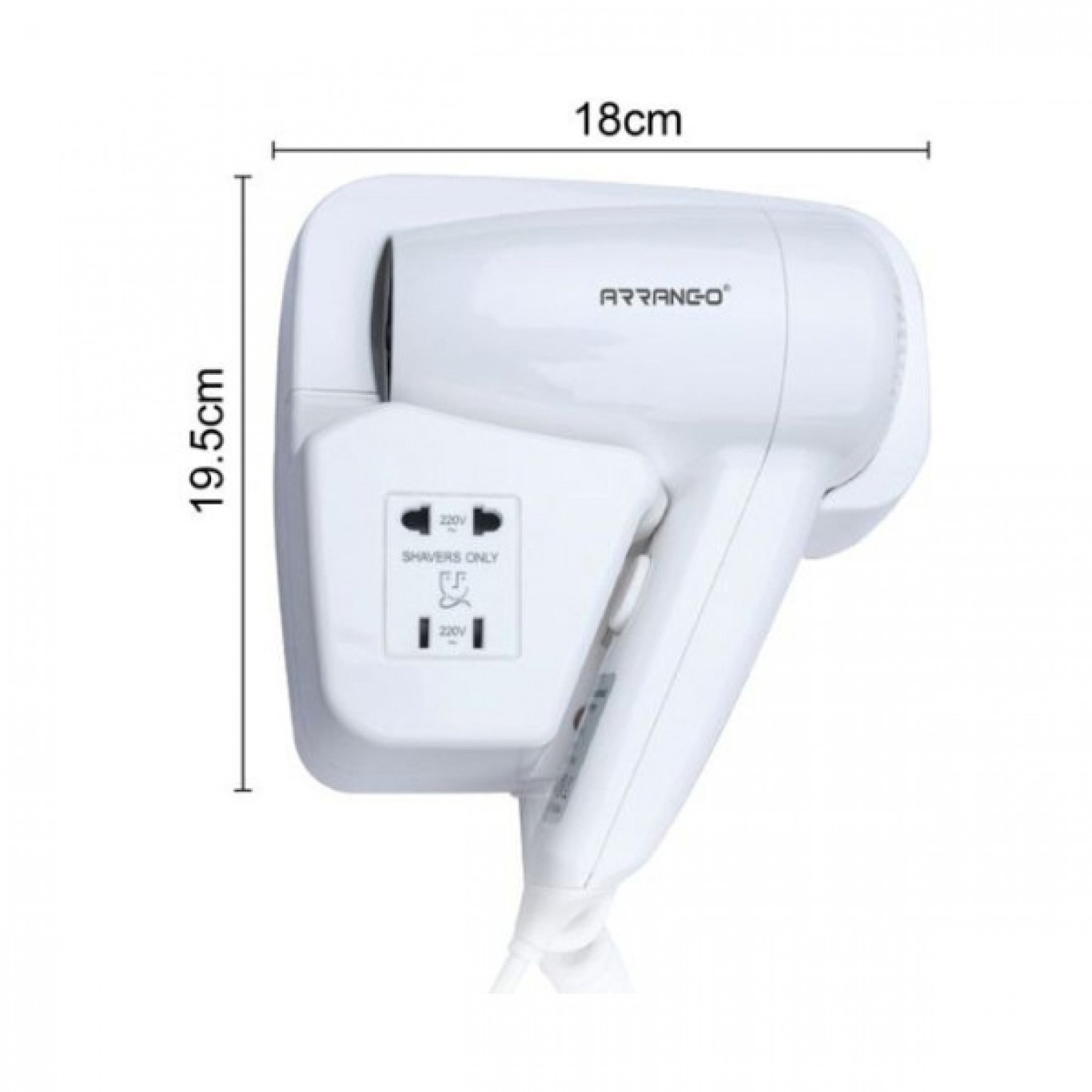 Πιστολάκι Μαλλιών-Σεσουάρ Ξενοδοχειακού Τύπου με Επιτοίχια Βάση Στήριξης 1200w Λευκό Arrango Πιστολάκι Μαλλιών-Σεσουάρ Ξενοδοχειακού Τύπου με Επιτοίχια Βάση Στήριξης 1200w Λευκό Arrango