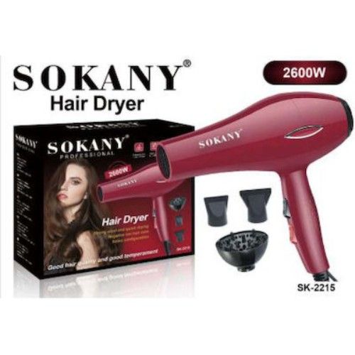 Πιστολάκι Σεσουάρ Μαλλιών 2600W Sokany με Φυσούνα 2 Ταχύτητες και 2 Ρυθμίσεις θερμοκρασίας Πιστολάκι Σεσουάρ Μαλλιών 2600W Sokany με Φυσούνα 2 Ταχύτητες και 2 Ρυθμίσεις θερμοκρασίας