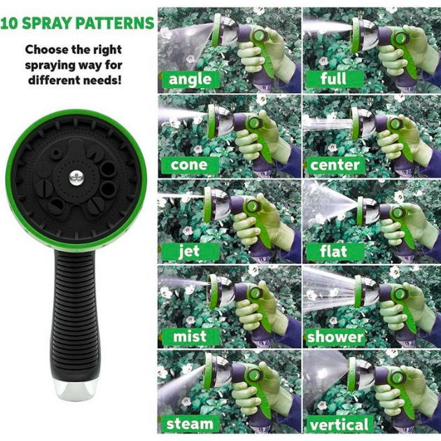 Πιστόλι Ποτίσματος με 10 Λειτουργίες Ψεκασμού, Αντιολισθητική Λαβή και Μεταλλικούς Ταχυσυνδέσμους Πιστόλι Ποτίσματος με 10 Λειτουργίες Ψεκασμού, Αντιολισθητική Λαβή και Μεταλλικούς Ταχυσυνδέσμους