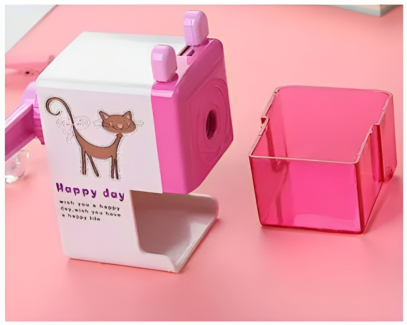 Πλαστική Ξύστρα Μολυβιών Βαρελάκι με Μανιβέλα - Ροζ Γατούλα Πλαστική Ξύστρα Μολυβιών Βαρελάκι με Μανιβέλα - Ροζ Γατούλα