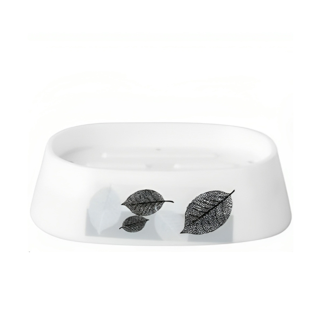 Πλαστική Σαπουνοθήκη Μπάνιου - Λευκό Γκρι με Φύλλα Πλαστική Σαπουνοθήκη Μπάνιου - Λευκό Γκρι με Φύλλα