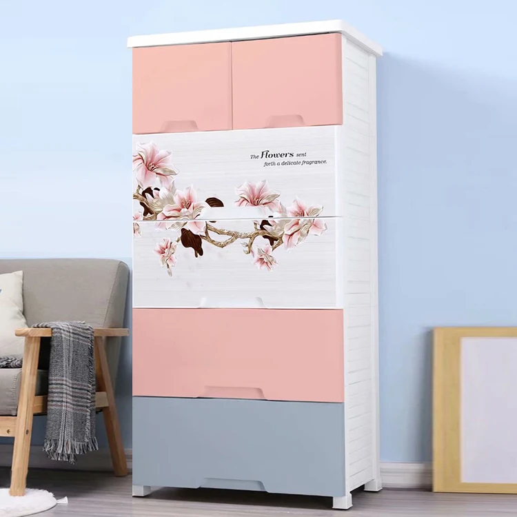 Πλαστική Συρταριέρα 139 x 69 x 49cm με 6 Συρτάρια - Ροζ & Λευκό με Λουλούδια Πλαστική Συρταριέρα 139 x 69 x 49cm με 6 Συρτάρια - Ροζ & Λευκό με Λουλούδια