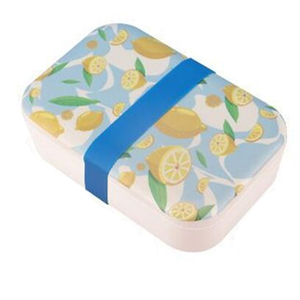 Πλαστικό Δοχείο Φαγητού με Λάστιχο και Σχέδιο Λεμονιών σε Γαλάζιο-Εκρού Χρώμα 18.9x12.8x5.3εκ Πλαστικό Δοχείο Φαγητού με Λάστιχο και Σχέδιο Λεμονιών σε Γαλάζιο-Εκρού Χρώμα 18.9x12.8x5.3εκ