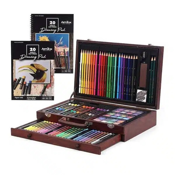 Πλήρες Φορητό Σετ Ζωγραφικής σε Ξύλινο Βαλιτσάκι Μεταφοράς- 111 Τεμάχια Πλήρες Φορητό Σετ Ζωγραφικής σε Ξύλινο Βαλιτσάκι Μεταφοράς- 111 Τεμάχια