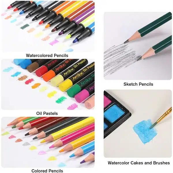 Πλήρες Φορητό Σετ Ζωγραφικής σε Ξύλινο Βαλιτσάκι Μεταφοράς- 111 Τεμάχια Πλήρες Φορητό Σετ Ζωγραφικής σε Ξύλινο Βαλιτσάκι Μεταφοράς- 111 Τεμάχια