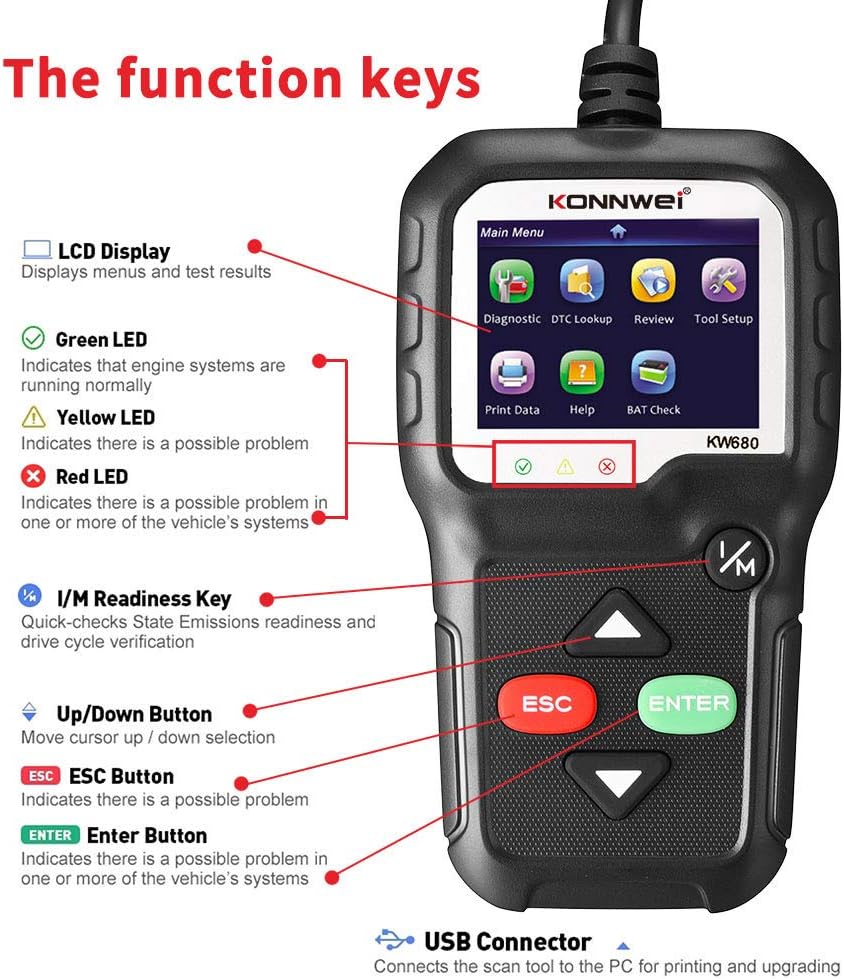 Πολυεργαλείο Διαγνωστικού Ελέγχου OBD2 - KONNWEI Πολυεργαλείο Διαγνωστικού Ελέγχου OBD2 - KONNWEI