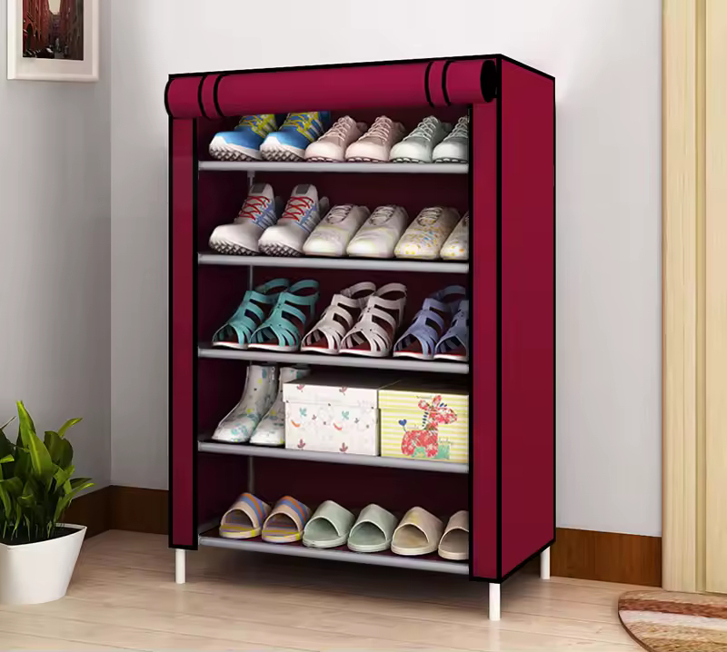 Πολυλειτουργική Υφασμάτινη Αδιάβροχη Παπουτσοθήκη με 5 Ράφια και Μεταλλικό Σκελετό 60x30x90εκ Πολυλειτουργική Υφασμάτινη Αδιάβροχη Παπουτσοθήκη με 5 Ράφια και Μεταλλικό Σκελετό 60x30x90εκ