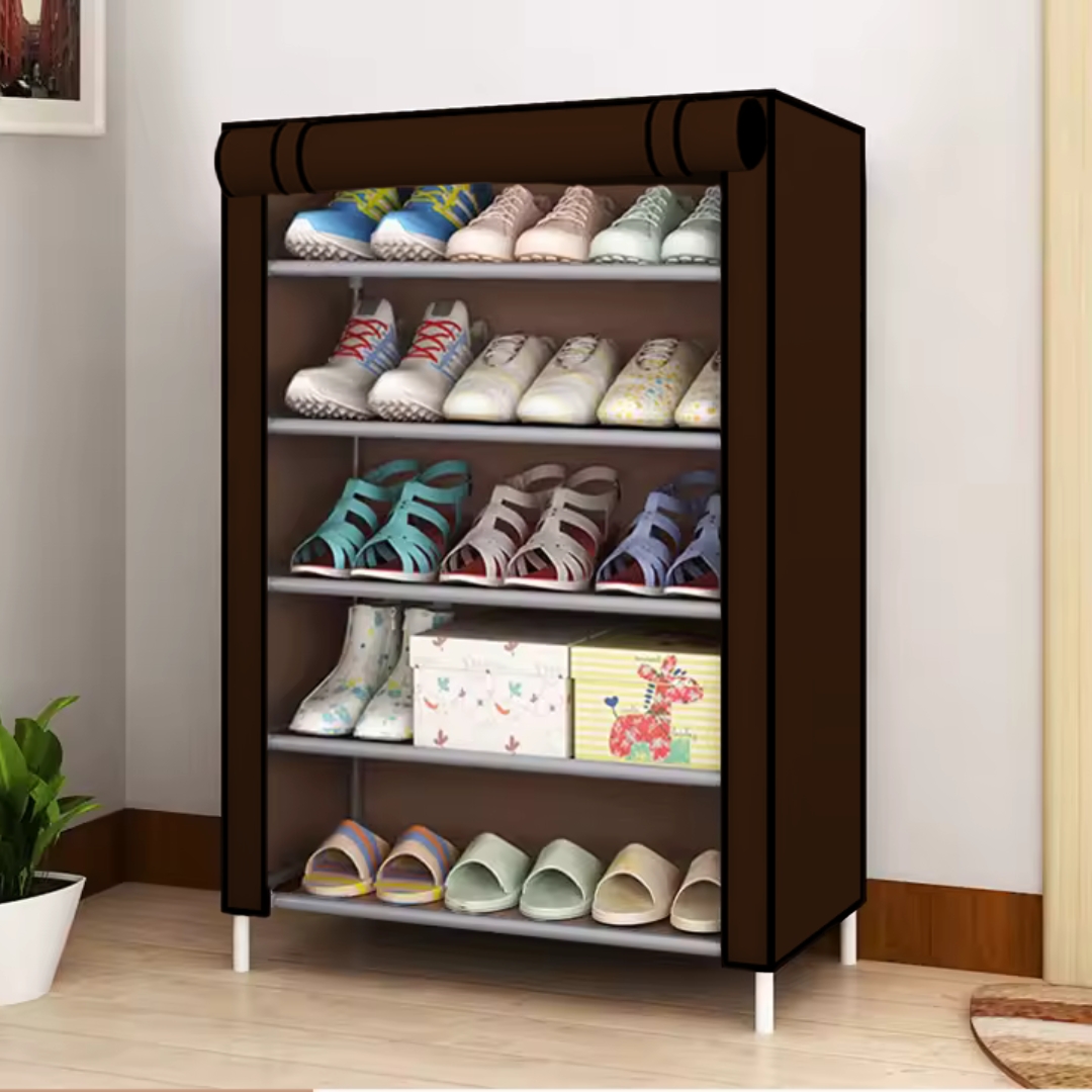 Πολυλειτουργική Υφασμάτινη Αδιάβροχη Παπουτσοθήκη με 5 Ράφια και Μεταλλικό Σκελετό 60x30x90εκ Πολυλειτουργική Υφασμάτινη Αδιάβροχη Παπουτσοθήκη με 5 Ράφια και Μεταλλικό Σκελετό 60x30x90εκ