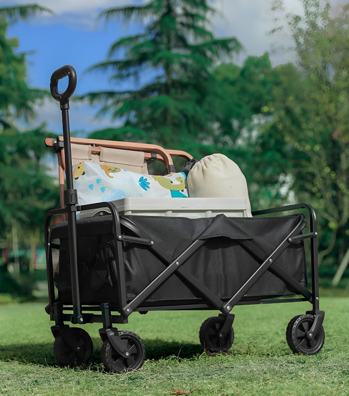 Πολυλειτουργικό Αναδιπλούμενο Τρόλεϊ Καρότσι με 4 Τροχούς και Λαβή - Μεταλλικός Σκελετός - Μαύρο - 70x45x49 εκ Πολυλειτουργικό Αναδιπλούμενο Τρόλεϊ Καρότσι με 4 Τροχούς και Λαβή - Μεταλλικός Σκελετός - Μαύρο - 70x45x49 εκ