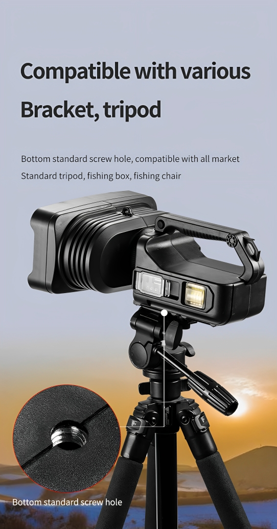 Πολυλειτουργικός Επαναφορτιζόμενος Φακός - Προβολέας - Powerbank με Λουράκι Ώμου & Mini Τρίποδο - 36 Watt - Andowl Πολυλειτουργικός Επαναφορτιζόμενος Φακός - Προβολέας - Powerbank με Λουράκι Ώμου & Mini Τρίποδο - 36 Watt - Andowl