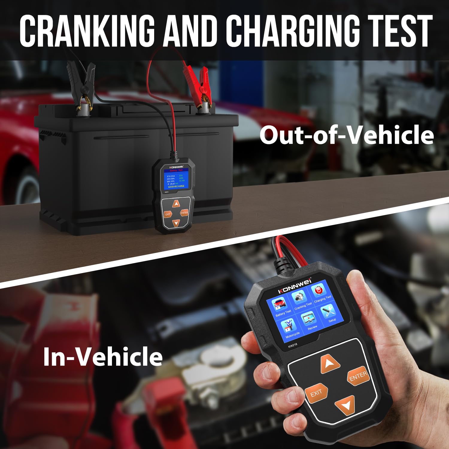 Πολυλειτουργικός Ψηφιακός Ελεγκτής Μπαταρίας Αυτοκινήτου 6V/12V για Οχήματα & Μοτοσυκλέτες - Konnwei Πολυλειτουργικός Ψηφιακός Ελεγκτής Μπαταρίας Αυτοκινήτου 6V/12V για Οχήματα & Μοτοσυκλέτες - Konnwei