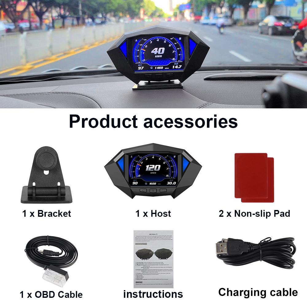 Πολυόργανο Αυτοκινήτου OBD2 με GPS, Ψηφιακό Ταχύμετρο και Μετρητή Κλίσης Πολυόργανο Αυτοκινήτου OBD2 με GPS, Ψηφιακό Ταχύμετρο και Μετρητή Κλίσης