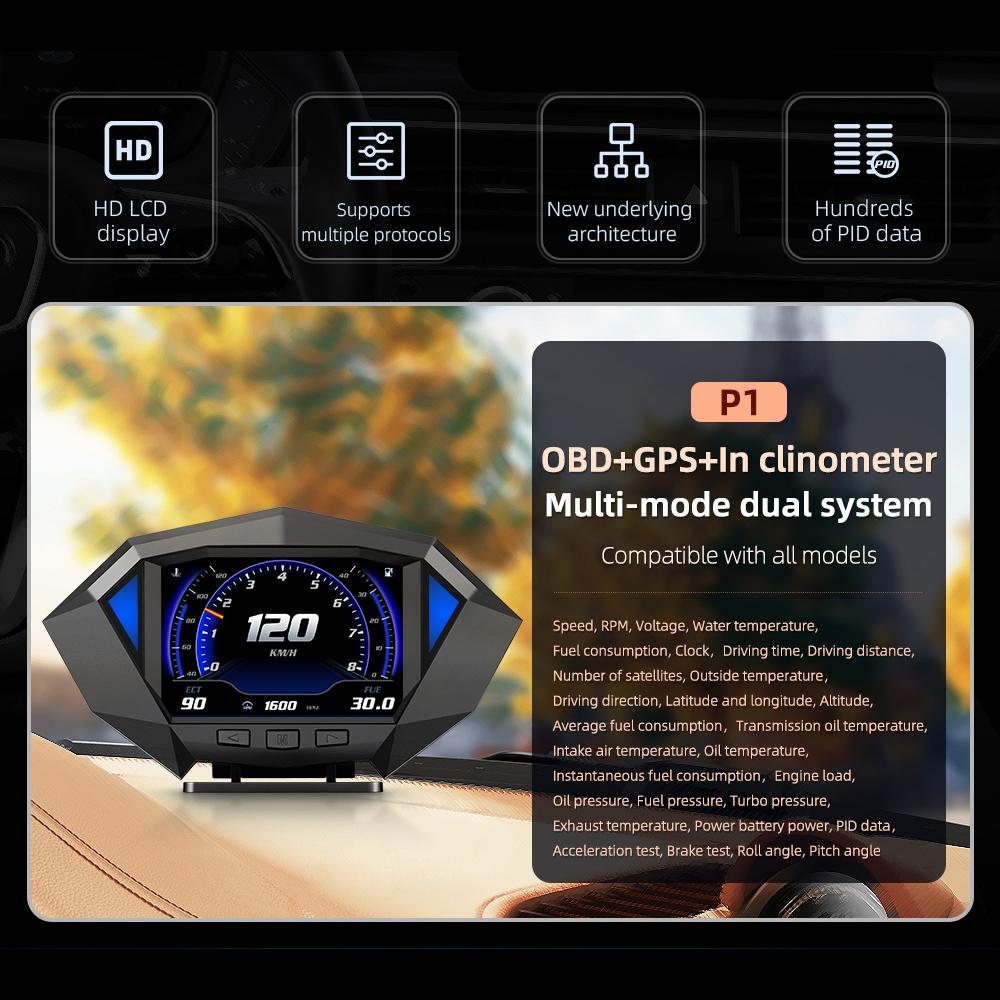 Πολυόργανο Αυτοκινήτου OBD2 με GPS, Ψηφιακό Ταχύμετρο και Μετρητή Κλίσης Πολυόργανο Αυτοκινήτου OBD2 με GPS, Ψηφιακό Ταχύμετρο και Μετρητή Κλίσης