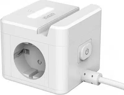 Πολύπριζο Ασφαλείας Κύβος 2 Θέσεων 2500W με 3 θύρες USB 10A - Βάση για Κινητό και Φωτάκι Αφής με Καλώδιο 2m Λευκὀ Πολύπριζο Ασφαλείας Κύβος 2 Θέσεων 2500W με 3 θύρες USB 10A - Βάση για Κινητό και Φωτάκι Αφής με Καλώδιο 2m Λευκὀ