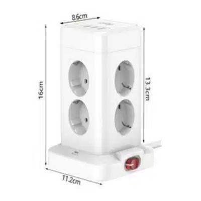 Πολύπριζο Ασφαλείας Κύβος 4 Θέσεων 2500W με 4 θύρες USB 10A με Καλώδιο 2m Λευκὀ Πολύπριζο Ασφαλείας Κύβος 4 Θέσεων 2500W με 4 θύρες USB 10A με Καλώδιο 2m Λευκὀ