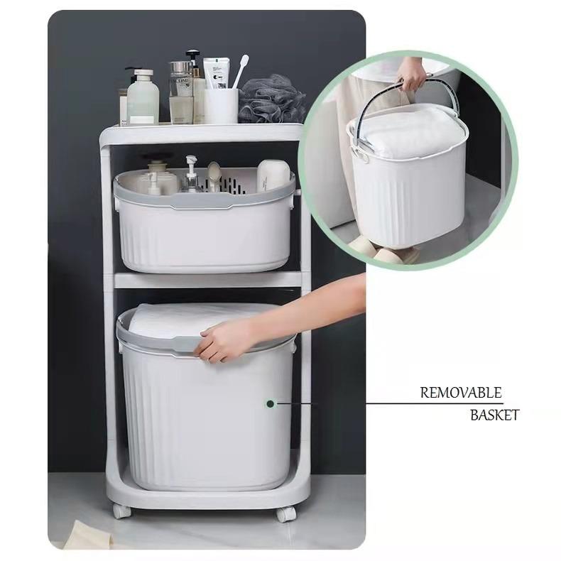 Πολυχρηστική Έξυπνη Βάση Οργάνωσης & Αποθήκευσης Μπάνιου με Καλάθι Απλύτων Λευκή 43 x 30 x 108 cm Πολυχρηστική Έξυπνη Βάση Οργάνωσης & Αποθήκευσης Μπάνιου με Καλάθι Απλύτων Λευκή 43 x 30 x 108 cm
