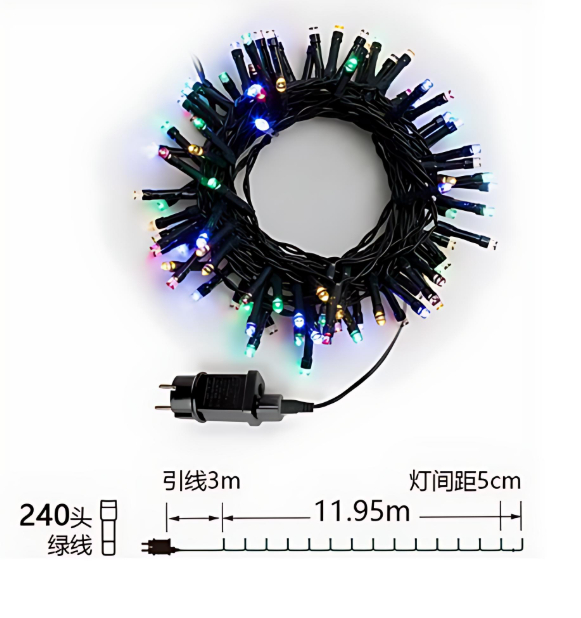 Πολύχρωμα Χριστουγεννιάτικα Λαμπάκια 11.95m με 240 LED, IP44 Πολύχρωμα Χριστουγεννιάτικα Λαμπάκια 11.95m με 240 LED, IP44