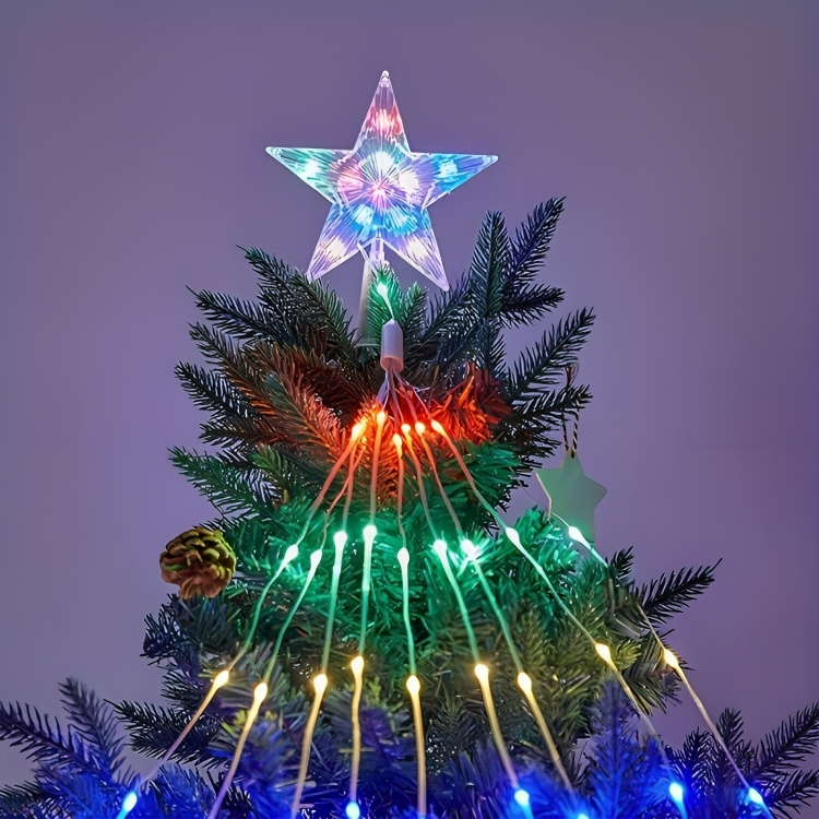 Πολύχρωμα Χριστουγεννιάτικα LED Φωτάκια Εξωτερικού Χώρου σε Σχήμα Δέντρου με Αστέρι - 2m Πολύχρωμα Χριστουγεννιάτικα LED Φωτάκια Εξωτερικού Χώρου σε Σχήμα Δέντρου με Αστέρι - 2m