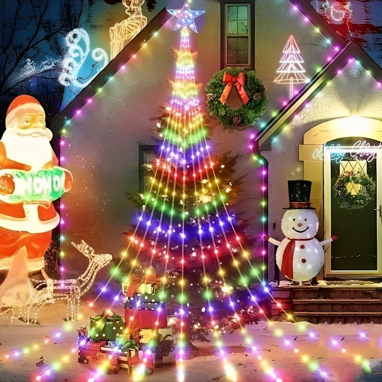 Πολύχρωμα Χριστουγεννιάτικα LED Φωτάκια Εξωτερικού Χώρου σε Σχήμα Δέντρου με Αστέρι - 2m Πολύχρωμα Χριστουγεννιάτικα LED Φωτάκια Εξωτερικού Χώρου σε Σχήμα Δέντρου με Αστέρι - 2m