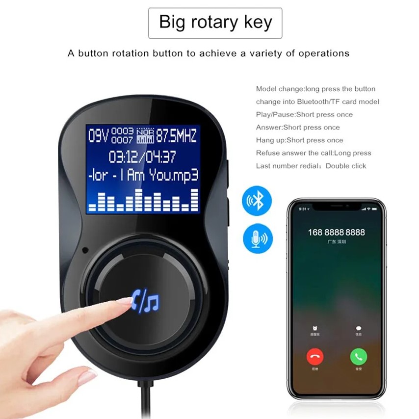 Πομπός FM Transmitter Αυτοκινήτου με Bluetooth, Φορτιστή, Οθόνη LCD & Micro SD Πομπός FM Transmitter Αυτοκινήτου με Bluetooth, Φορτιστή, Οθόνη LCD & Micro SD