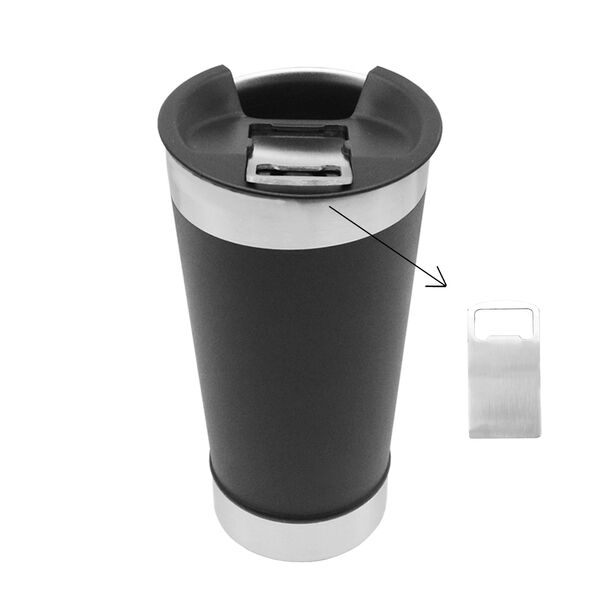 Ποτήρι Θερμός 502ml με Ματ Υφή και Ανοιχτήρι Μαύρο Matte Ποτήρι Θερμός 502ml με Ματ Υφή και Ανοιχτήρι Μαύρο Matte