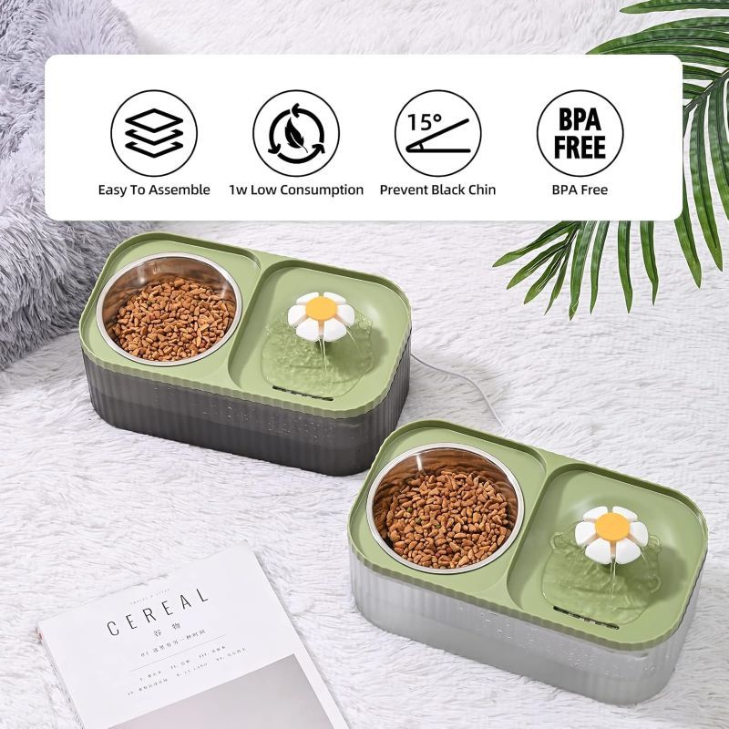 Ποτίστρα-Συντριβάνι Νερού Κατοικιδίων με Μπολ Φαγητού Flower Design Ποτίστρα-Συντριβάνι Νερού Κατοικιδίων με Μπολ Φαγητού Flower Design