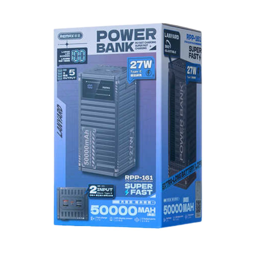 Power Bank 50000mAh 27W Fast Charging με LED Οθόνη & 5 Θύρες – Remax Power Bank 50000mAh 27W Fast Charging με LED Οθόνη & 5 Θύρες – Remax