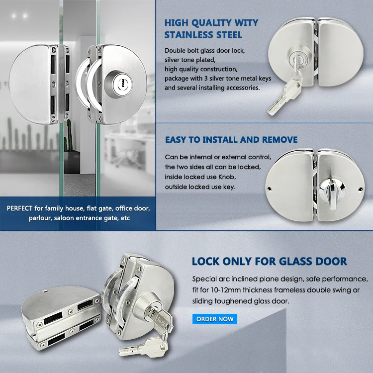 Πρόσθετη INOX Κλειδαριά για Κρυστάλλινες Θύρες - Τζαμόπορτες με Κύλινδρο Ασφαλείας & 5 Κλειδιά Πρόσθετη INOX Κλειδαριά για Κρυστάλλινες Θύρες - Τζαμόπορτες με Κύλινδρο Ασφαλείας & 5 Κλειδιά