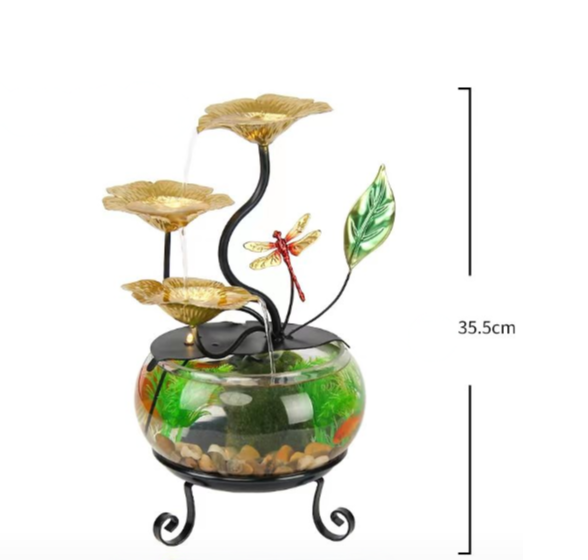 Πρωτοποριακό Διακοσμητικό 2 σε 1 Συντριβάνι-Ενυδρείο Feng Shui με Φύλλα Χρυσού και Μεταλλική Βάση 20x20x35,5 εκ. Πρωτοποριακό Διακοσμητικό 2 σε 1 Συντριβάνι-Ενυδρείο Feng Shui με Φύλλα Χρυσού και Μεταλλική Βάση 20x20x35,5 εκ.