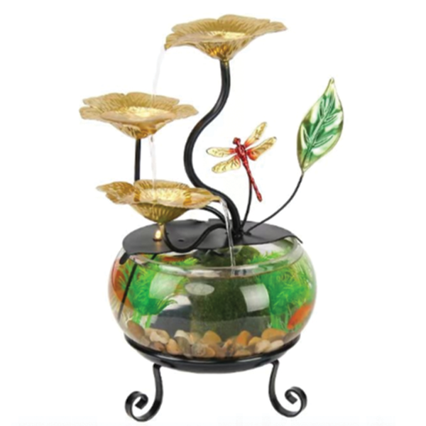 Πρωτοποριακό Διακοσμητικό 2 σε 1 Συντριβάνι-Ενυδρείο Feng Shui με Φύλλα Χρυσού και Μεταλλική Βάση 20x20x35,5 εκ. Πρωτοποριακό Διακοσμητικό 2 σε 1 Συντριβάνι-Ενυδρείο Feng Shui με Φύλλα Χρυσού και Μεταλλική Βάση 20x20x35,5 εκ.