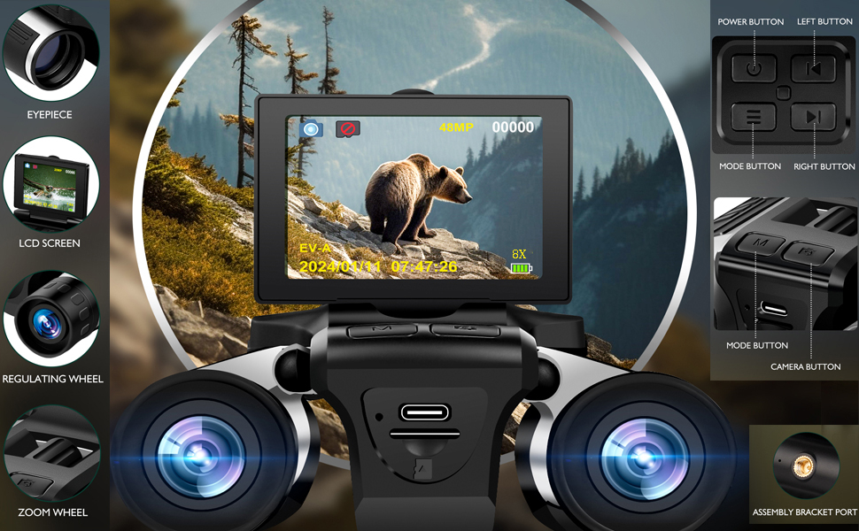 Ψηφιακά Κιάλια Με Κάμερα 48MP 2.5K Και Οθόνη LCD 2.4″ με Κάρτα 32GB Ψηφιακά Κιάλια Με Κάμερα 48MP 2.5K Και Οθόνη LCD 2.4″ με Κάρτα 32GB