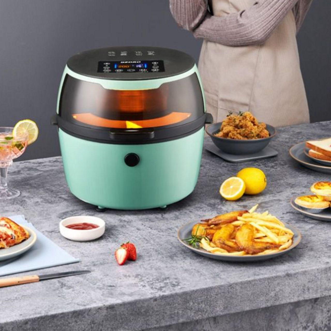 Ψηφιακή Φριτέζα Αέρος με Αποσπώμενο Κάδο 9lt για 3+ Άτομα 1500W - Digital Touch Air Fryer Andowl -Τιρκουάζ Ψηφιακή Φριτέζα Αέρος με Αποσπώμενο Κάδο 9lt για 3+ Άτομα 1500W - Digital Touch Air Fryer Andowl -Τιρκουάζ