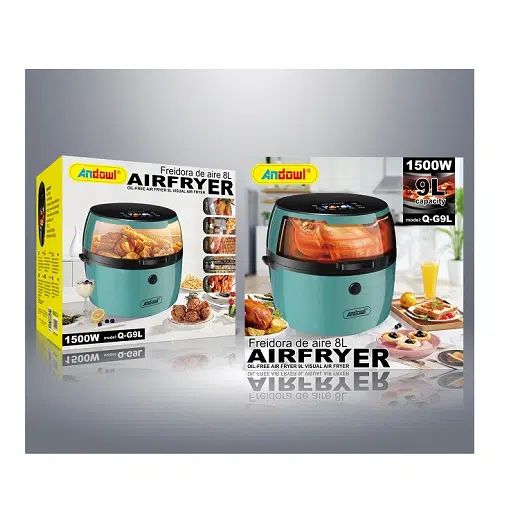 Ψηφιακή Φριτέζα Αέρος με Αποσπώμενο Κάδο 9lt για 3+ Άτομα 1500W - Digital Touch Air Fryer Andowl -Τιρκουάζ Ψηφιακή Φριτέζα Αέρος με Αποσπώμενο Κάδο 9lt για 3+ Άτομα 1500W - Digital Touch Air Fryer Andowl -Τιρκουάζ