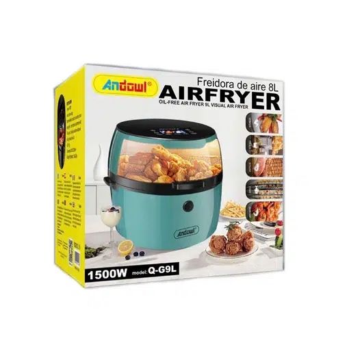 Ψηφιακή Φριτέζα Αέρος με Αποσπώμενο Κάδο 9lt για 3+ Άτομα 1500W - Digital Touch Air Fryer Andowl -Τιρκουάζ Ψηφιακή Φριτέζα Αέρος με Αποσπώμενο Κάδο 9lt για 3+ Άτομα 1500W - Digital Touch Air Fryer Andowl -Τιρκουάζ