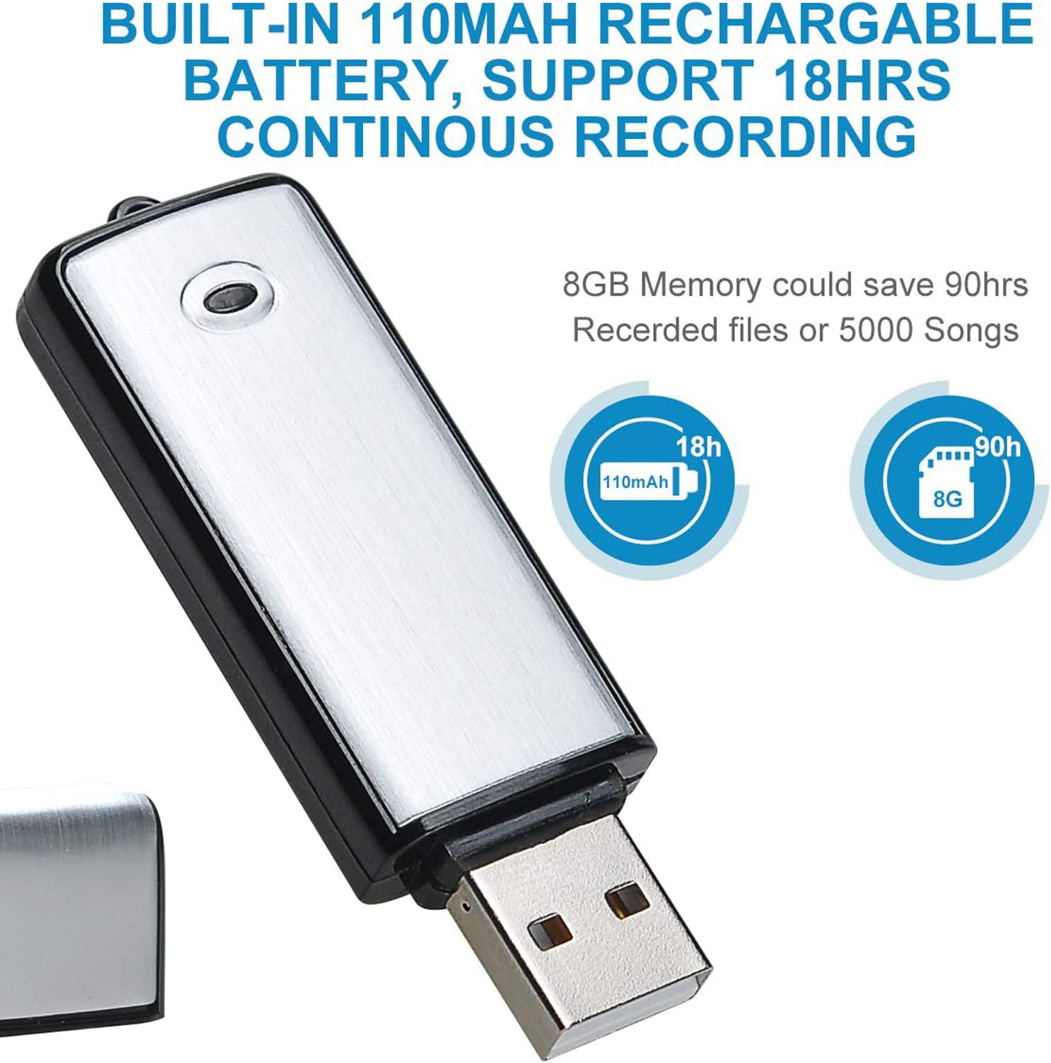 Ψηφιακή Συσκευή Υπαγόρευσης με Ενεργοποίηση Φωνής - USB Flash Voice Recorder 16GB Ψηφιακή Συσκευή Υπαγόρευσης με Ενεργοποίηση Φωνής - USB Flash Voice Recorder 16GB