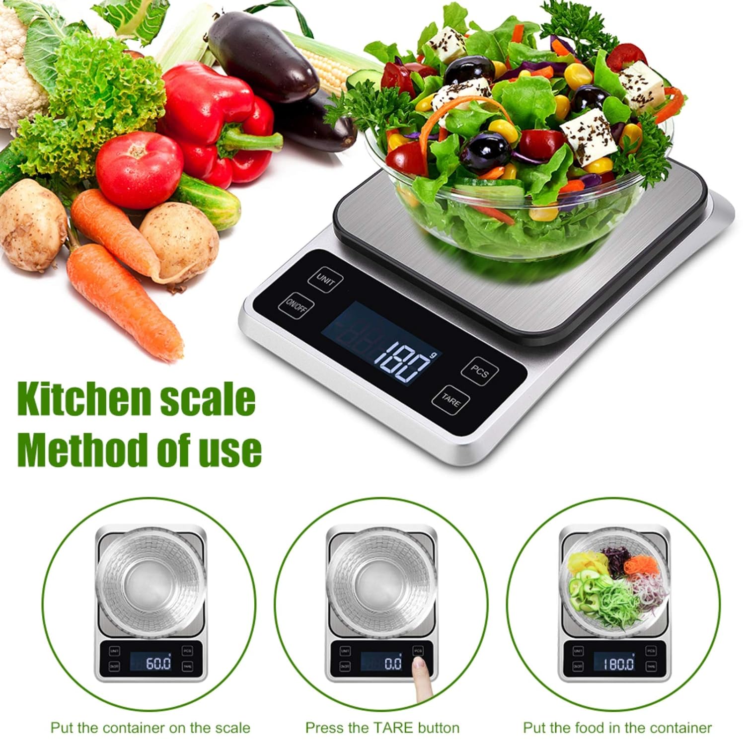 Ψηφιακή Ζυγαρία Κουζίνας 1-10Kg με Ακρίβεια 1 Γραμμαρίου και Πολλαπλές Μονάδες Μέτρησης Βάρους - Aerbes Ψηφιακή Ζυγαρία Κουζίνας 1-10Kg με Ακρίβεια 1 Γραμμαρίου και Πολλαπλές Μονάδες Μέτρησης Βάρους - Aerbes