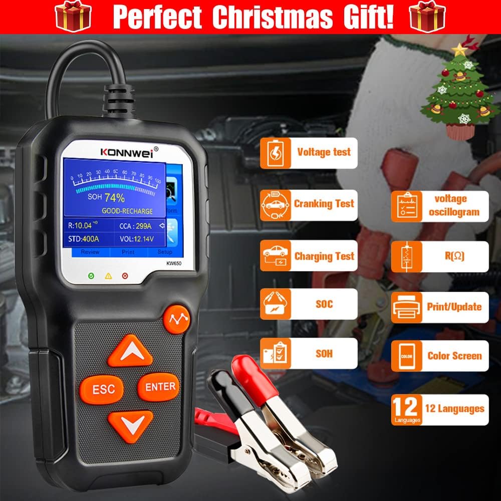 Ψηφιακό Battery Tester 6V/12V με Κροκοδειλάκια – Για Αυτοκίνητα, Μηχανές & Μπαταρίες AGM/GEL - Konnwei Ψηφιακό Battery Tester 6V/12V με Κροκοδειλάκια – Για Αυτοκίνητα, Μηχανές & Μπαταρίες AGM/GEL - Konnwei