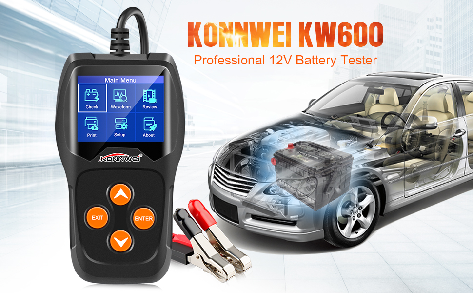 Ψηφιακό Battery Tester – Επαγγελματικός Αναλυτής 12V Μπαταριών Οχημάτων με Κροκοδειλάκια - KONNWEI Ψηφιακό Battery Tester – Επαγγελματικός Αναλυτής 12V Μπαταριών Οχημάτων με Κροκοδειλάκια - KONNWEI