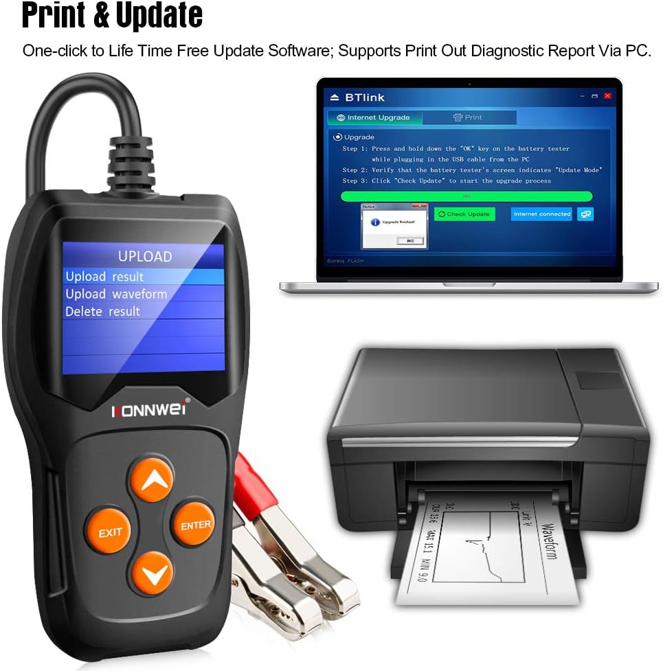 Ψηφιακό Battery Tester – Επαγγελματικός Αναλυτής 12V Μπαταριών Οχημάτων με Κροκοδειλάκια - KONNWEI Ψηφιακό Battery Tester – Επαγγελματικός Αναλυτής 12V Μπαταριών Οχημάτων με Κροκοδειλάκια - KONNWEI