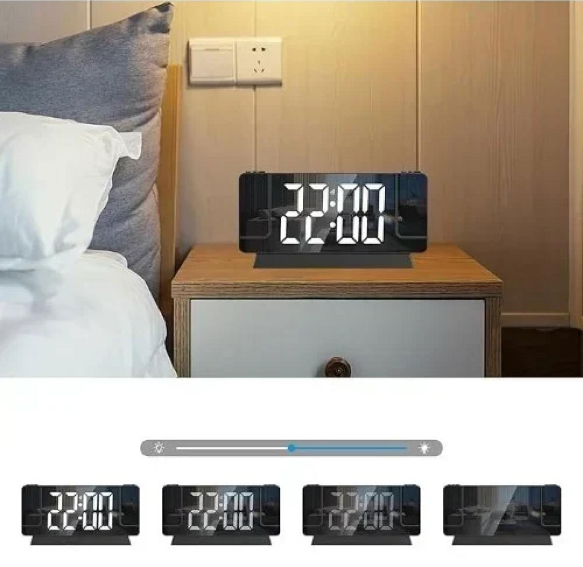 Ψηφιακό Ρολόι-Καθρέφτης με Προτζέκτορα, Οθόνη LED και Εμφάνιση Ώρας και Θερμοκρασίας Ψηφιακό Ρολόι-Καθρέφτης με Προτζέκτορα, Οθόνη LED και Εμφάνιση Ώρας και Θερμοκρασίας