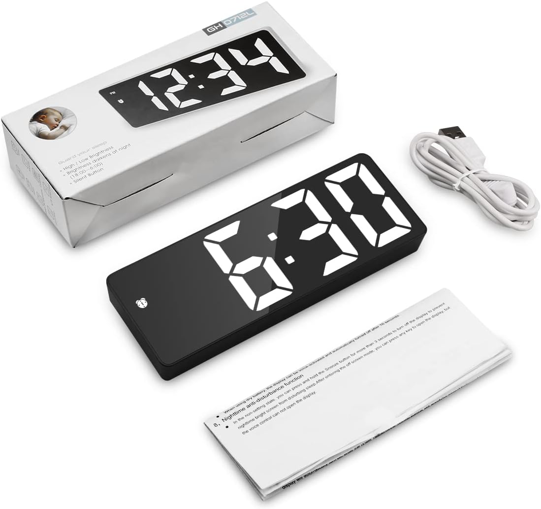Ψηφιακό Ρολόι Ξυπνητήρι LED με Θερμόμετρο, Ρυθμιζόμενη Φωτεινότητα & Gesture Control Ψηφιακό Ρολόι Ξυπνητήρι LED με Θερμόμετρο, Ρυθμιζόμενη Φωτεινότητα & Gesture Control