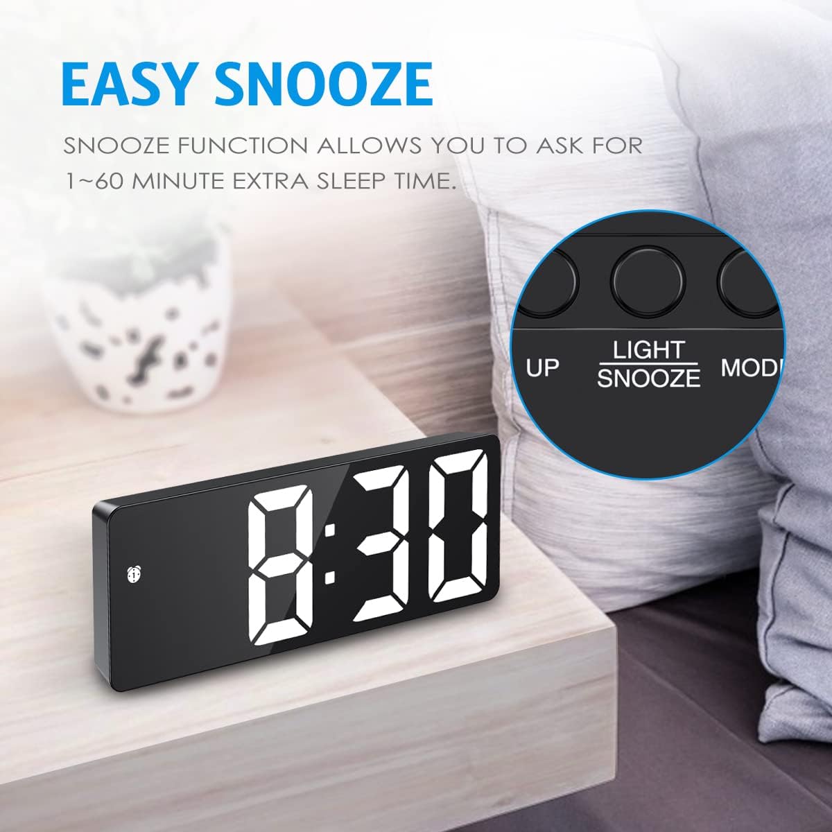 Ψηφιακό Ρολόι Ξυπνητήρι LED με Θερμόμετρο, Ρυθμιζόμενη Φωτεινότητα & Gesture Control Ψηφιακό Ρολόι Ξυπνητήρι LED με Θερμόμετρο, Ρυθμιζόμενη Φωτεινότητα & Gesture Control