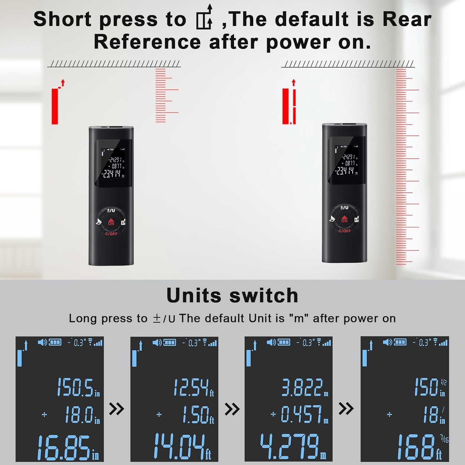 Ψηφιακός Μετρητής Απόστασης με Laser 40m Επαναφορτιζόμενο με USB Ψηφιακός Μετρητής Απόστασης με Laser 40m Επαναφορτιζόμενο με USB